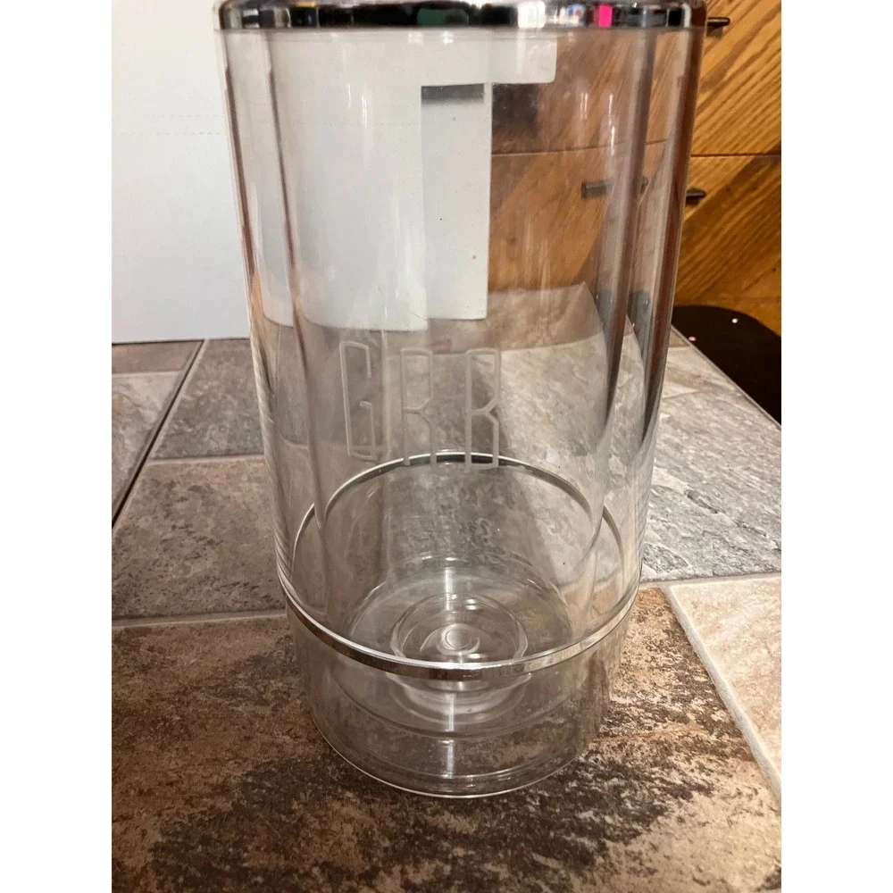 Vinicool Wine Chiller Double Walled Acrylic Clear Silver Rim Made in England GRB